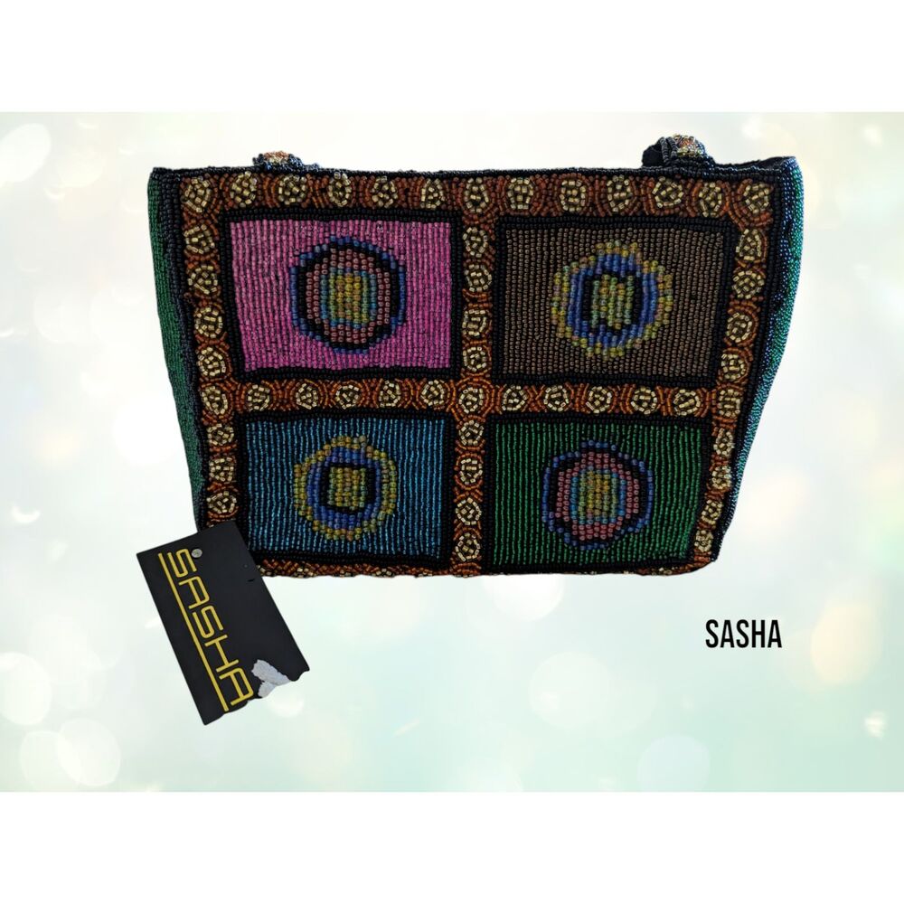 NWT VTG Sasha New York multi-color micro beaded shoulder handbag